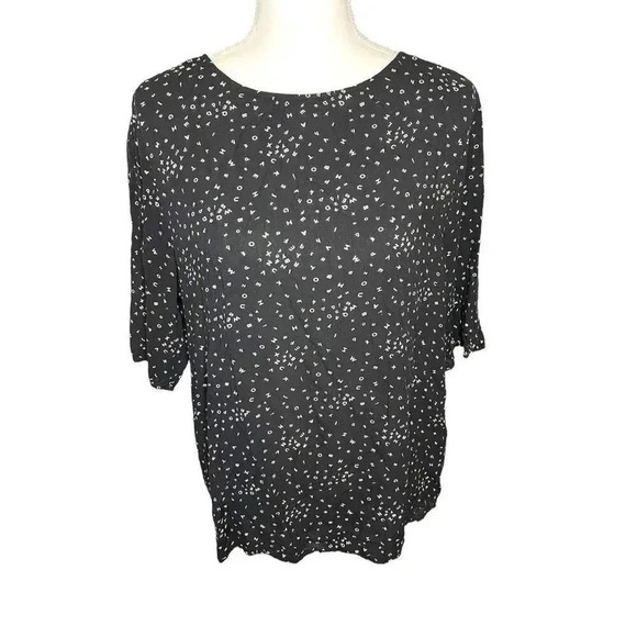 Esprit Women’s Size 12 Black‎ & White Alphabet Letters Soft Blouse - Picture 1 of 4